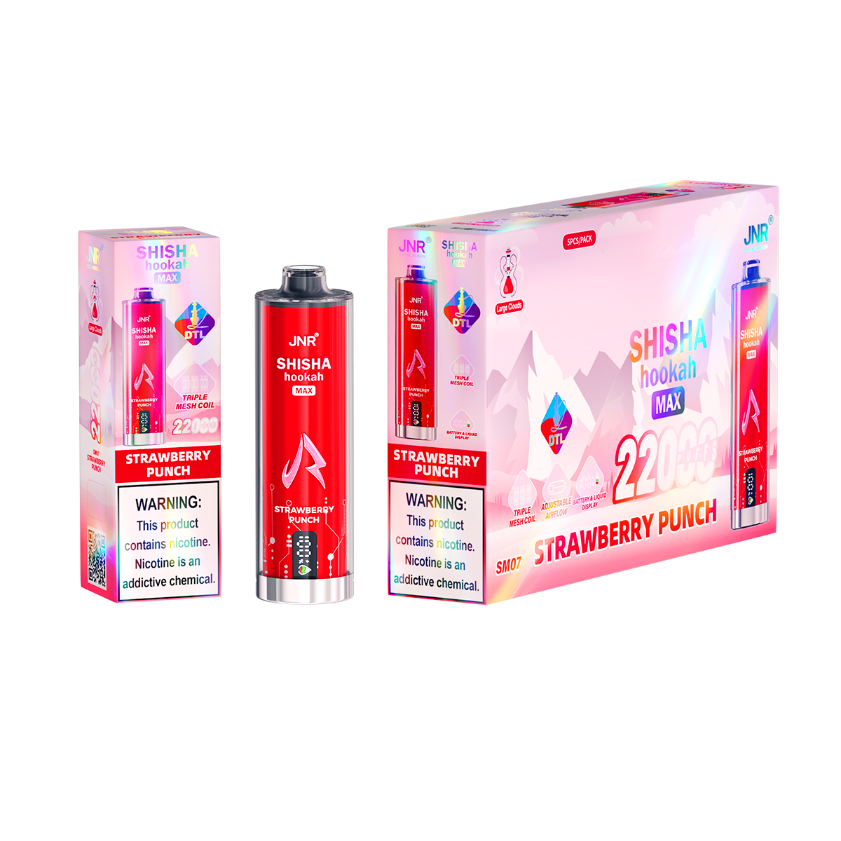 JNR Shisha Max 22000 Strawberry Punch