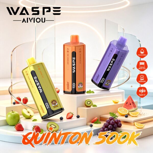 WASPE 10 in 1 Quinton 500K Banana Ice/Pineapple Ice/Mango Ice/Peach Ice/Black Dragon Ice