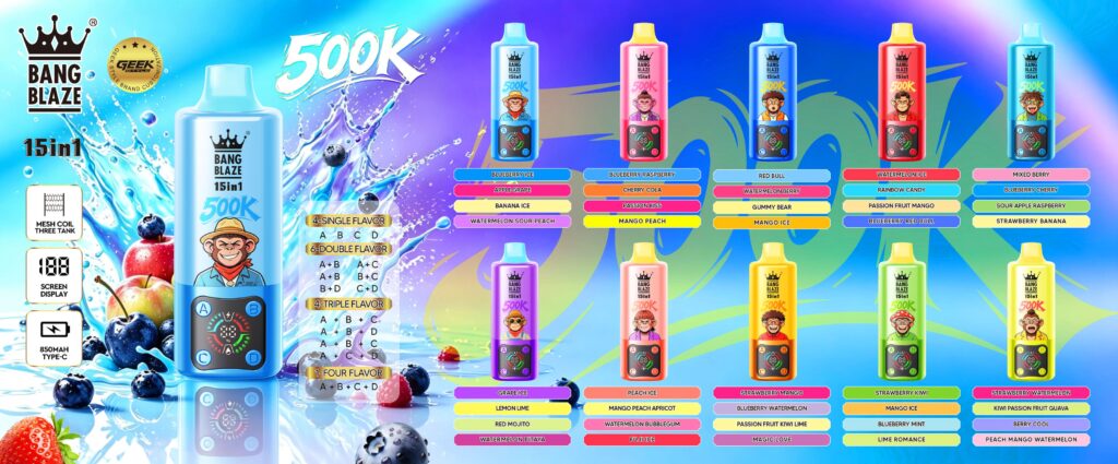Bang Blaze 500k Strawberry Watermelon/Kiwi Passion Fruit Guava/Berry Cool/Peach Mango Watermelon