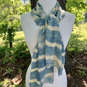 "Line Art" Naturally dyed Indigo & rust scarf