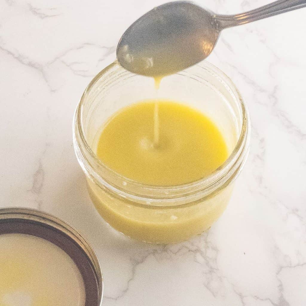 lemon garlic dressing in a mason jar