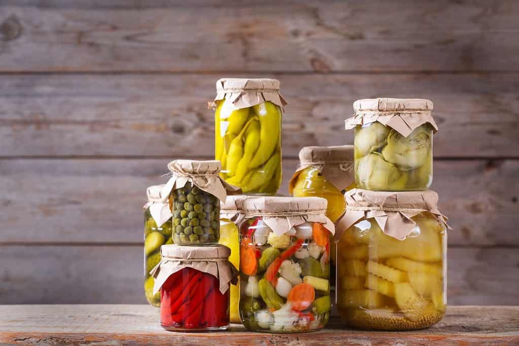 jars of pickled vegetables
