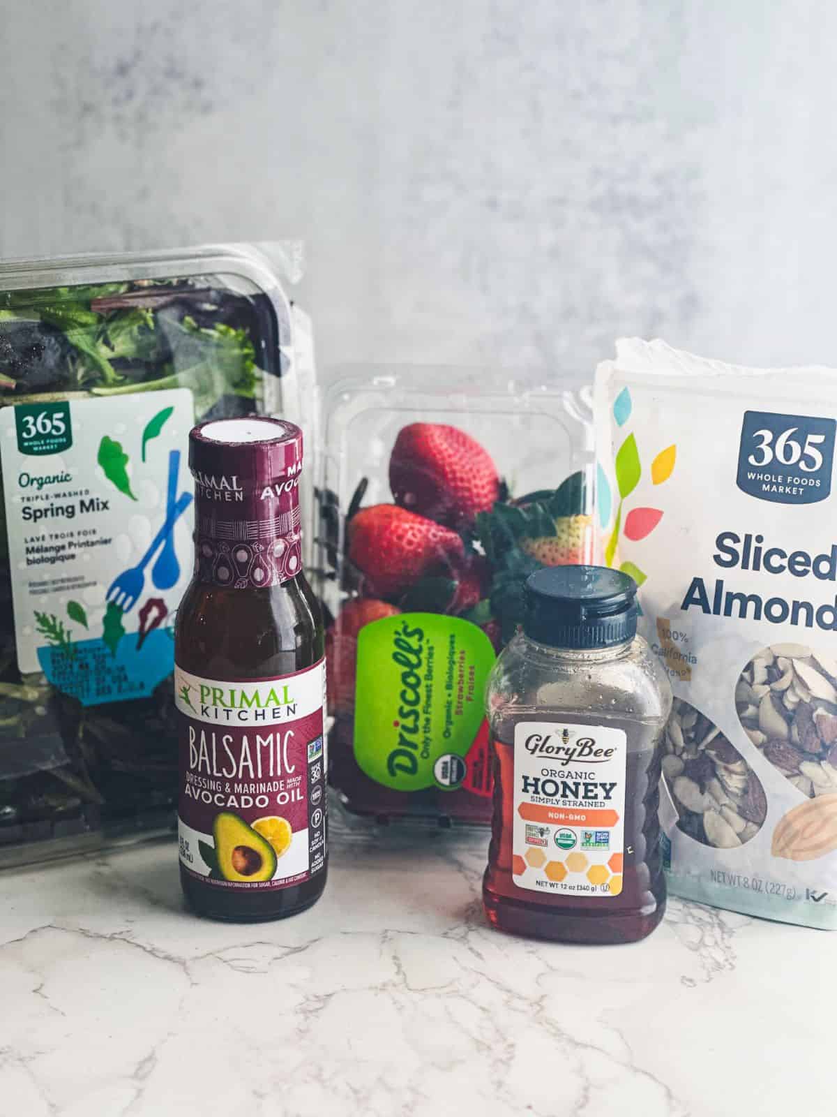 Strawberry spring mix salad ingredients.