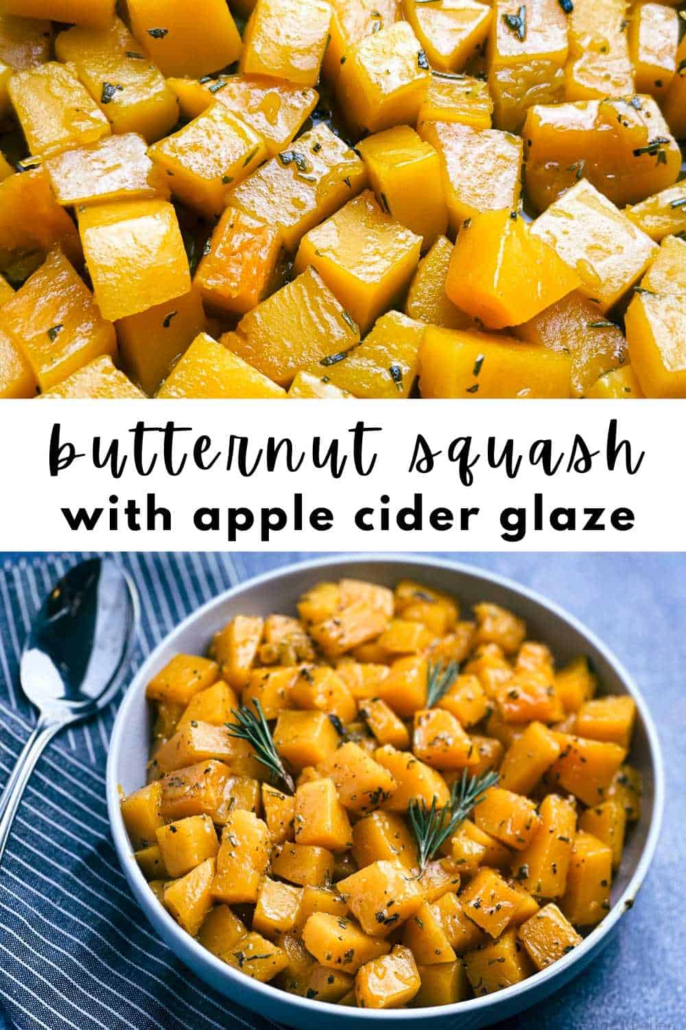 Butternut squash with apple cider glaze in a bowl.