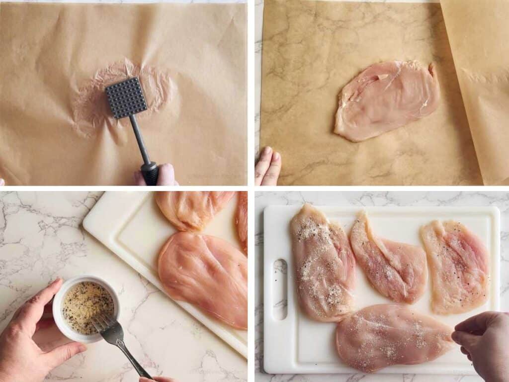 Italian chicken cutlets recipe process shots 1 thru 4.