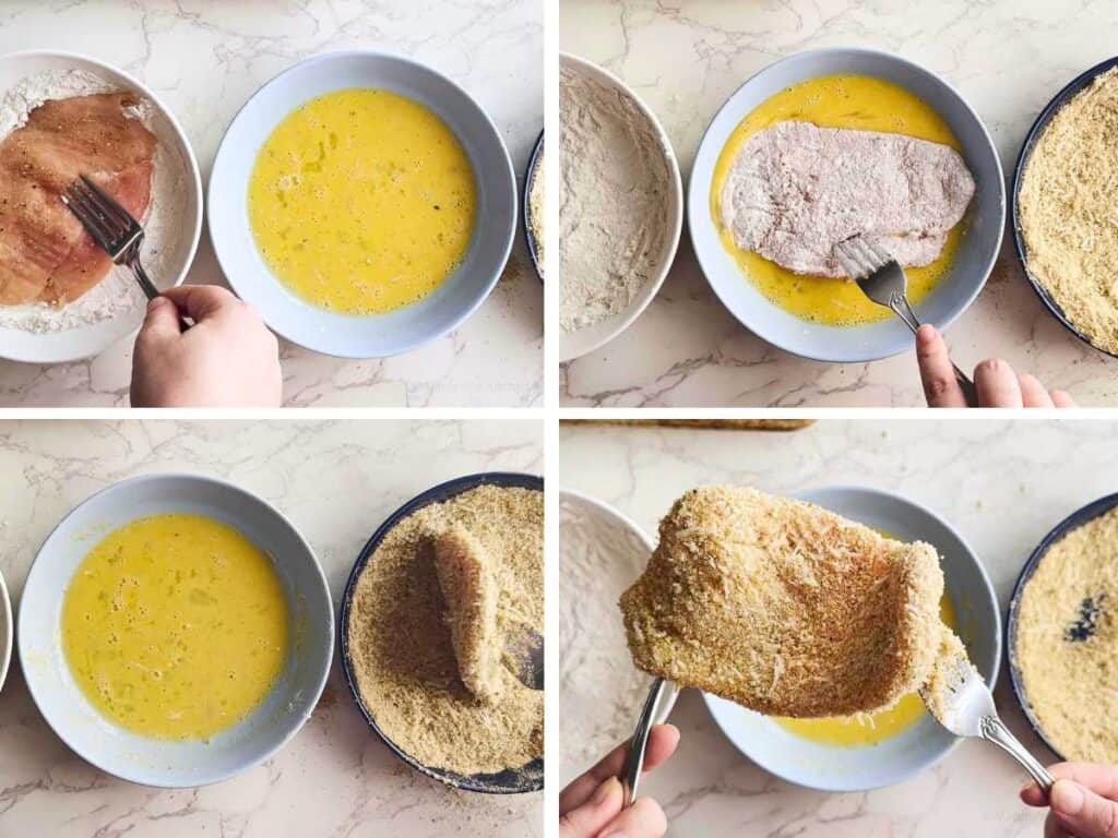 Italian chicken cutlets recipe process shots 5 thru 8.