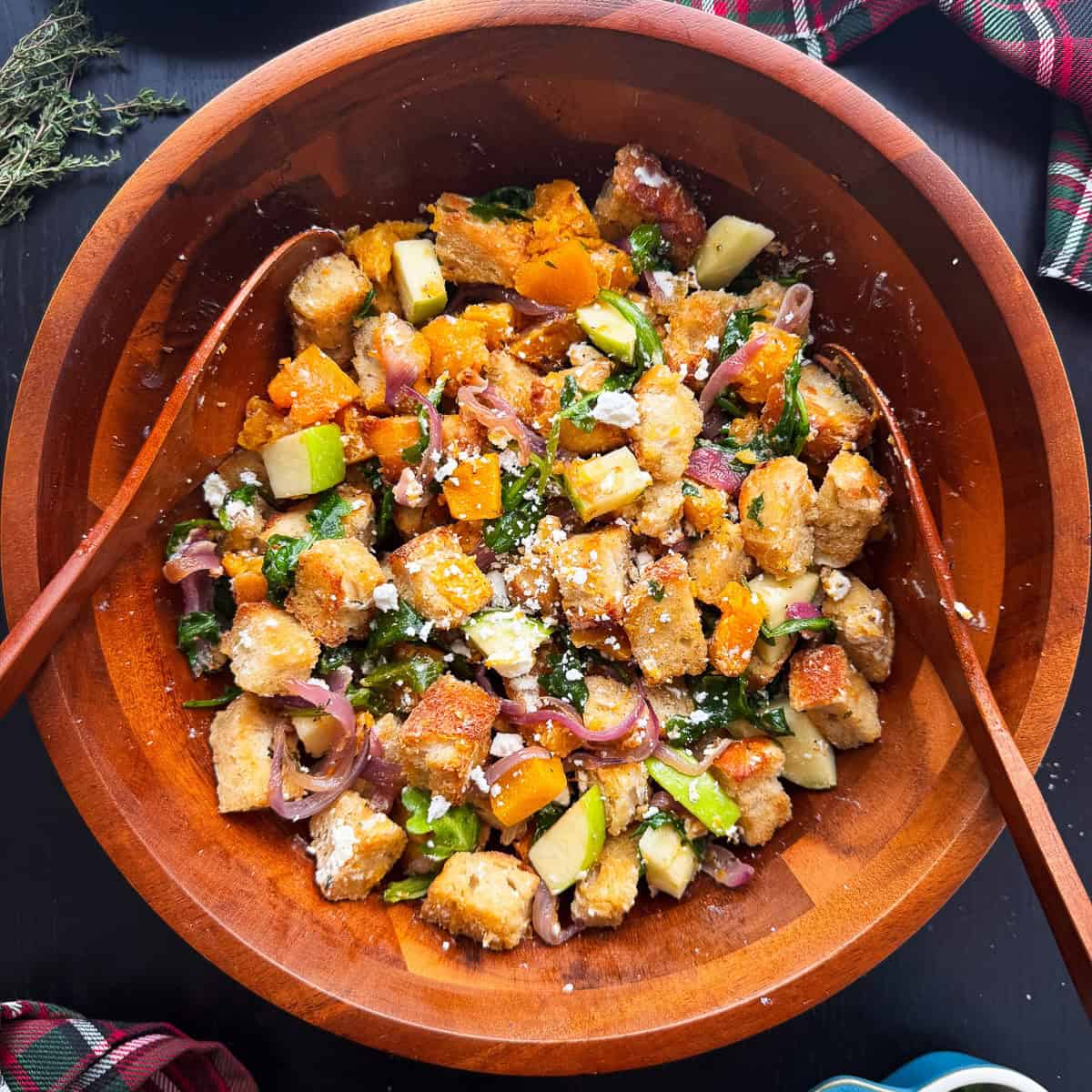 Fall Panzanella Salad with Butternut Squash and Apple