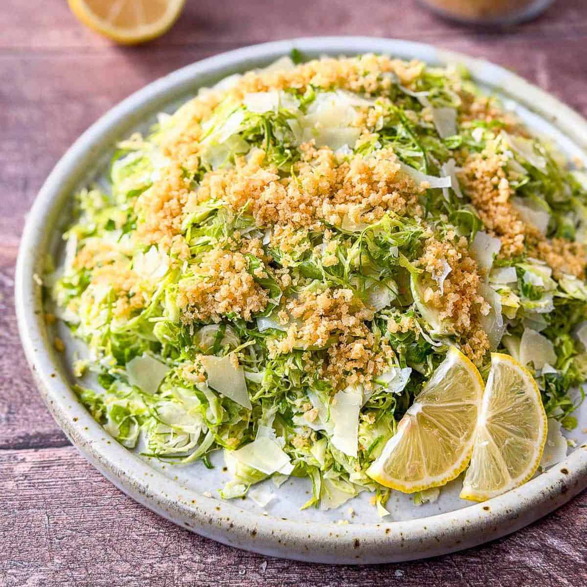 Shaved Brussels Sprouts Salad with Parmesan and Garlic Breadcrumbs