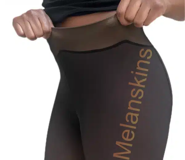 Showing you the stretch Espresso tights by Melanskins.com Espresso