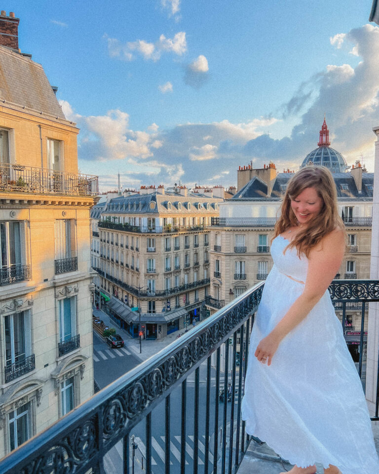 Paris is one of the most beautiful cities in the world, and for good reason! Here's the only Paris in three days itinerary you'll need! When planning your itinerary I highly recommend this beautiful hotel Le 12 Hotel. Make sure to book one of their few rooms with a corner balcony, and you can easily step outside of these floor to ceiling glass doors and around your room to be greeted with the beautiful neighborhood beyond. From this view you'll also be able to see the Eiffel Tower in the distance!