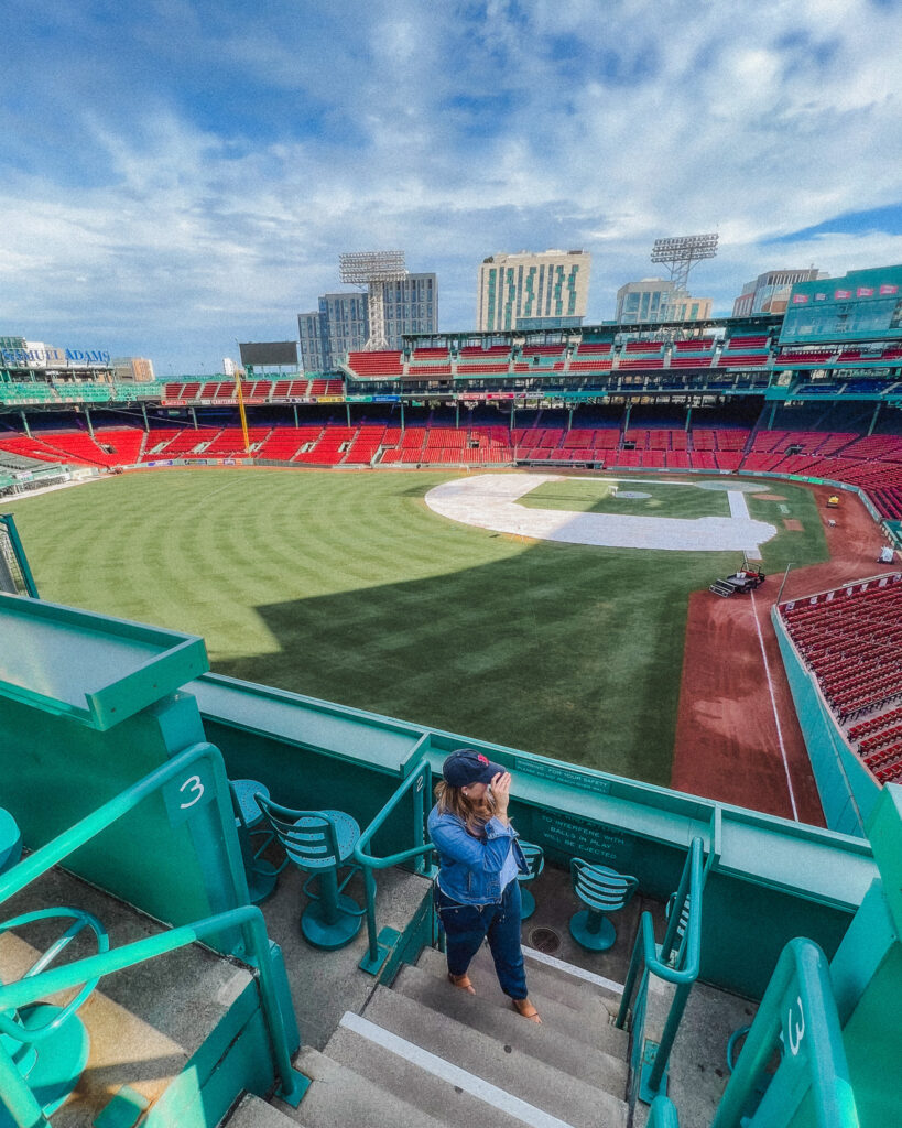 Make sure when planning your 4 days in Boston itinerary to try and see the Red Sox play at Fenway Park or take a tour of Fenway Park. You'll be able to tour some of the prime seating areas including this one over the Green Monster. The Green Monster is the iconic wall at the left-field foul line, making it a popular target for right-handed hitters.