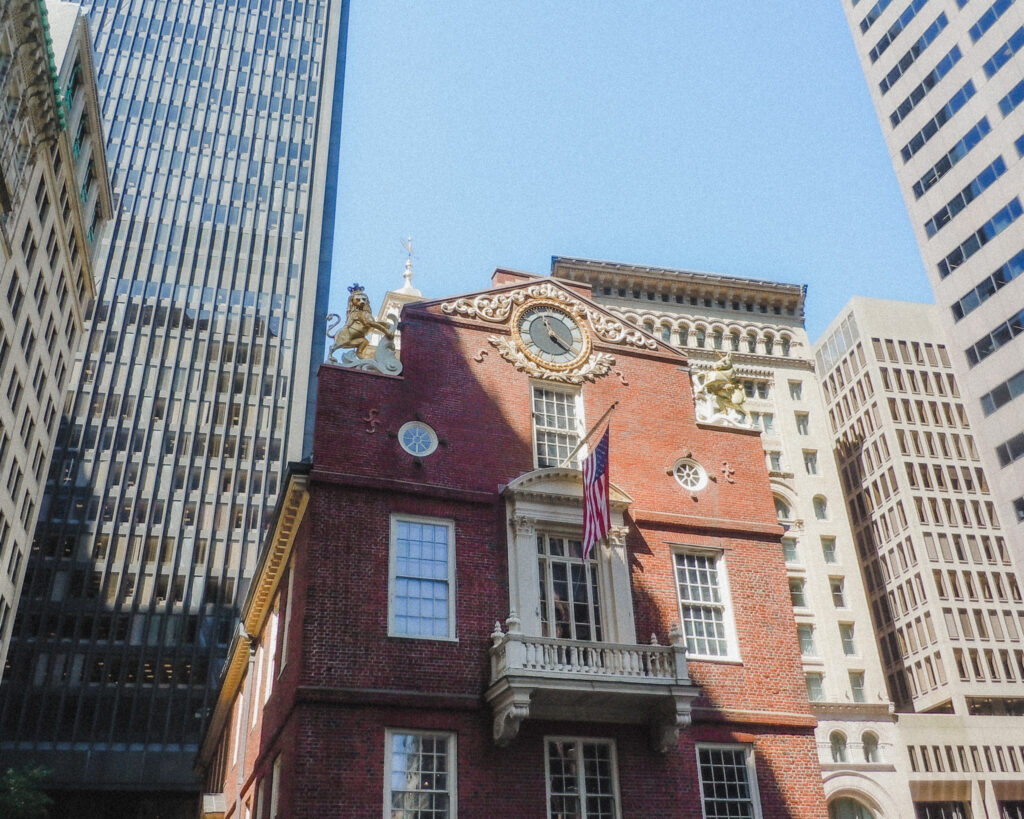 This is the oldest surviving building in Boston and is along the Freedom Trail. Its the Old State House that is famous since it's the location of the Boston Massacre. This three story brick building with ornate windows seems odd placed right in the middle of downtown with modern skyscrapers surrounding it.