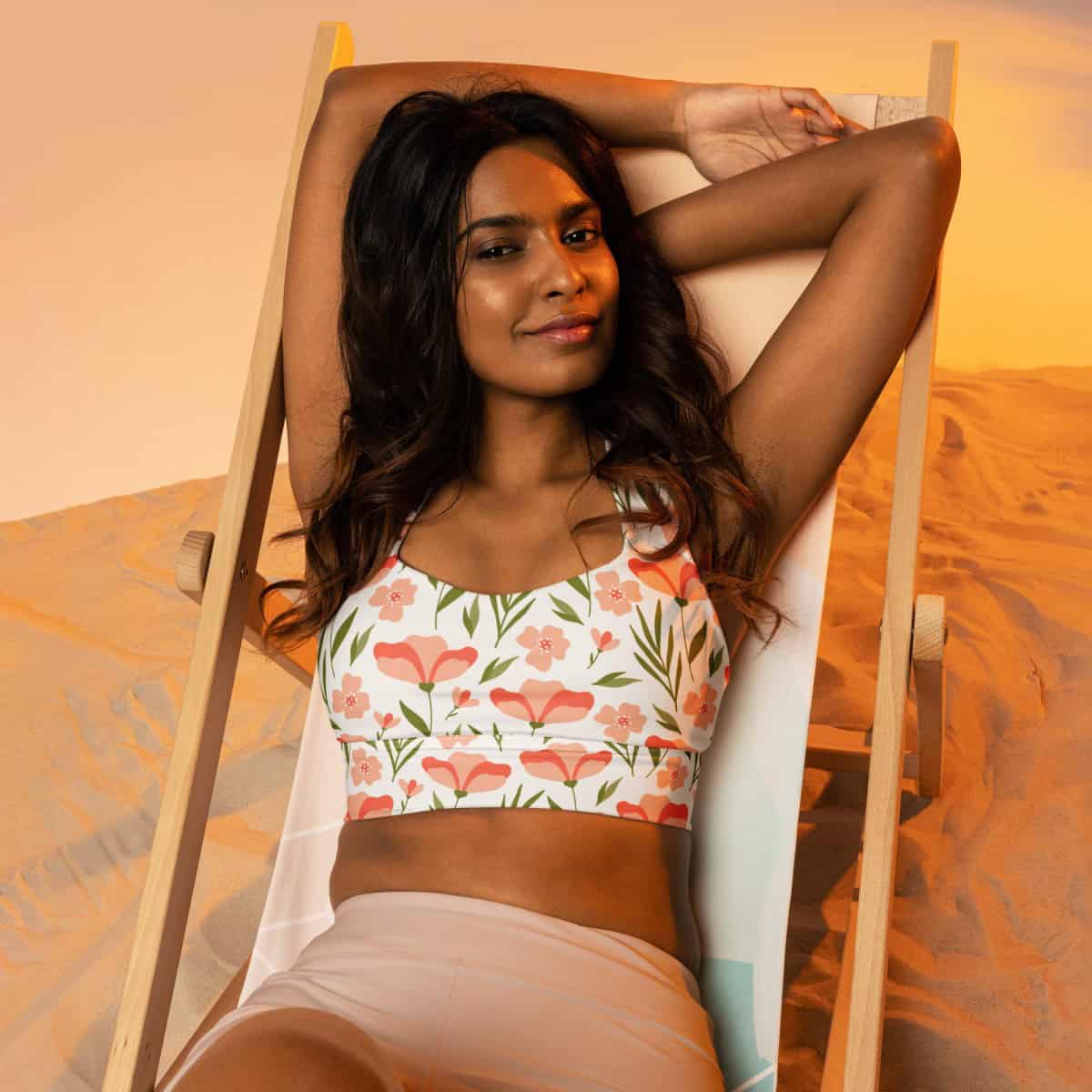 Poppies | All-Over Print Recycled Longline Sports Bra