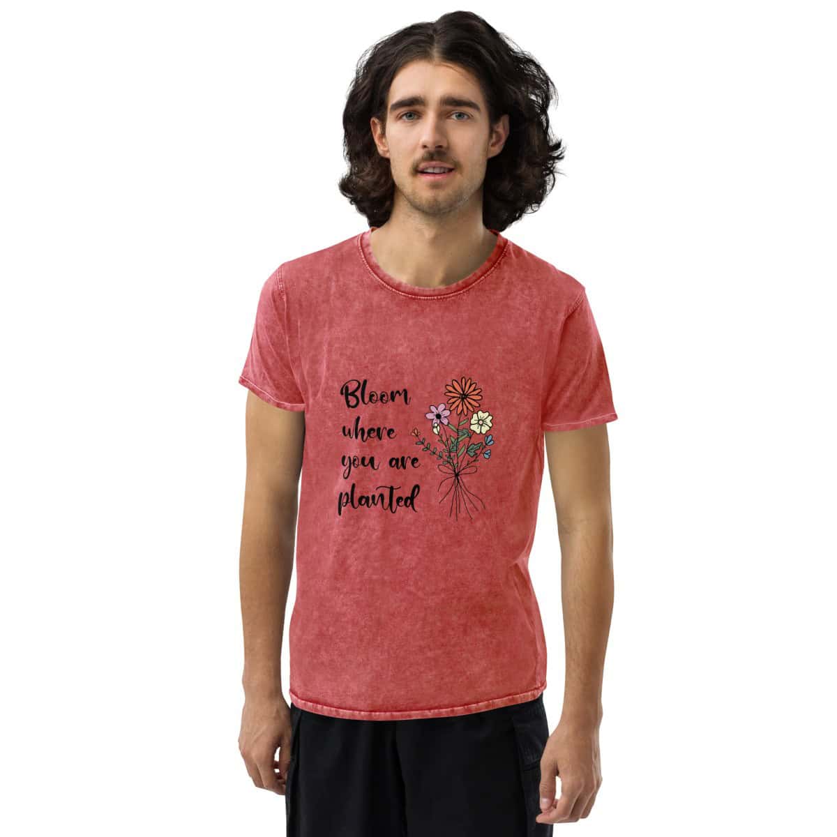 Bloom where you are planted | Denim T-Shirt