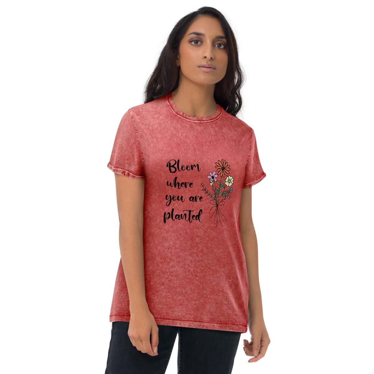 Bloom where you are planted | Denim T-Shirt
