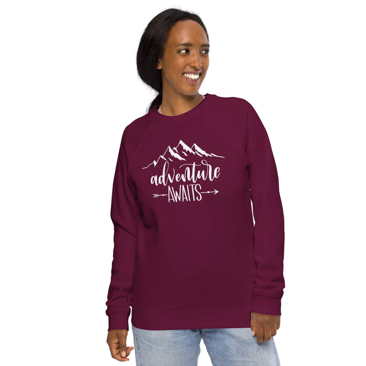 Adventure Awaits | Unisex organic raglan sweatshirt