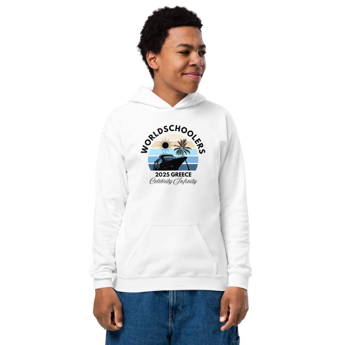 Greece 2025 | Black Font | Youth hoodie
