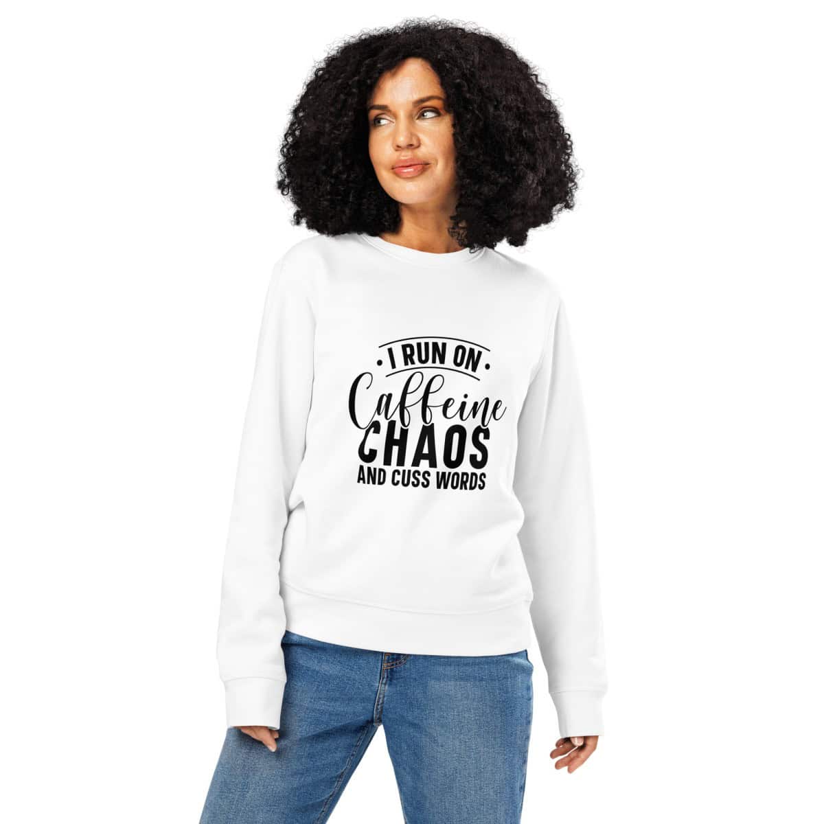 Caffeine Chaos Cuss Words | Unisex organic mid-weight sweatshirt