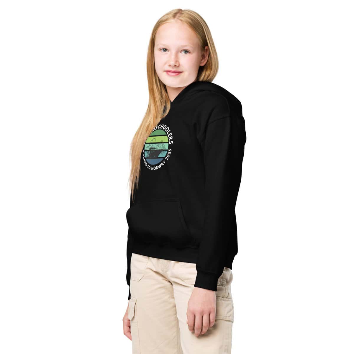 Youth heavy blend hoodie | White Font | Iceland
