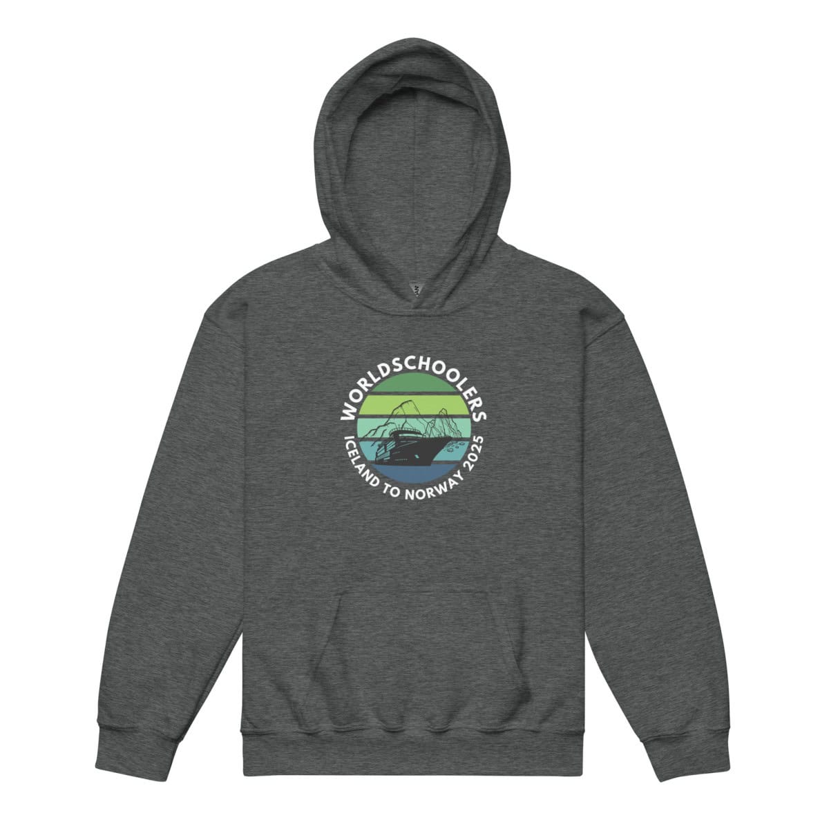Youth heavy blend hoodie | White Font | Iceland