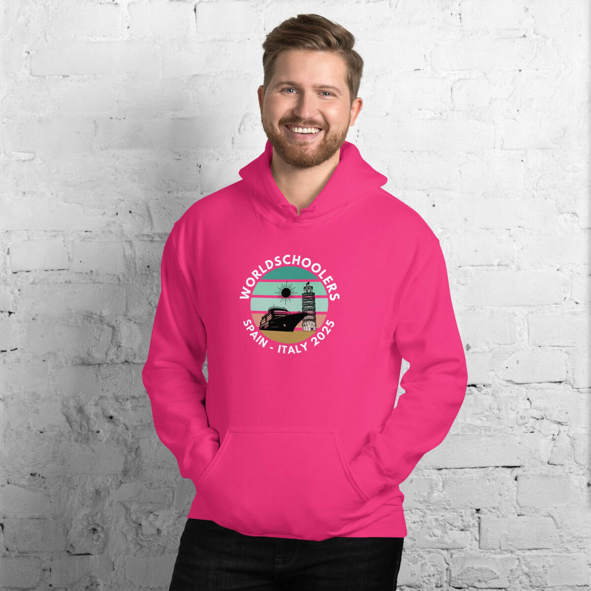 Unisex Hoodie | White Font | Spain - Italy 2025