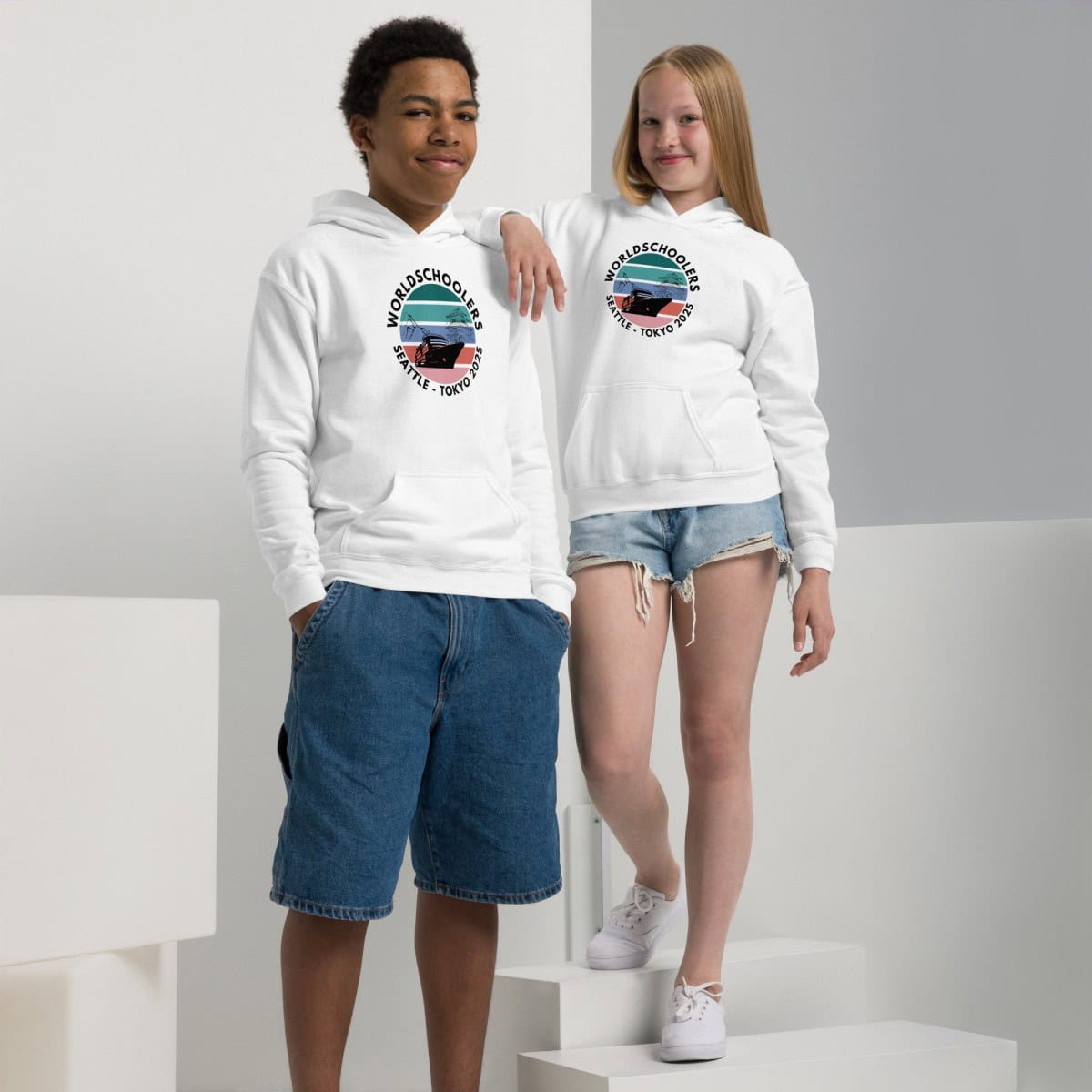 Youth heavy blend hoodie | Black font | Seattle-Tokyo