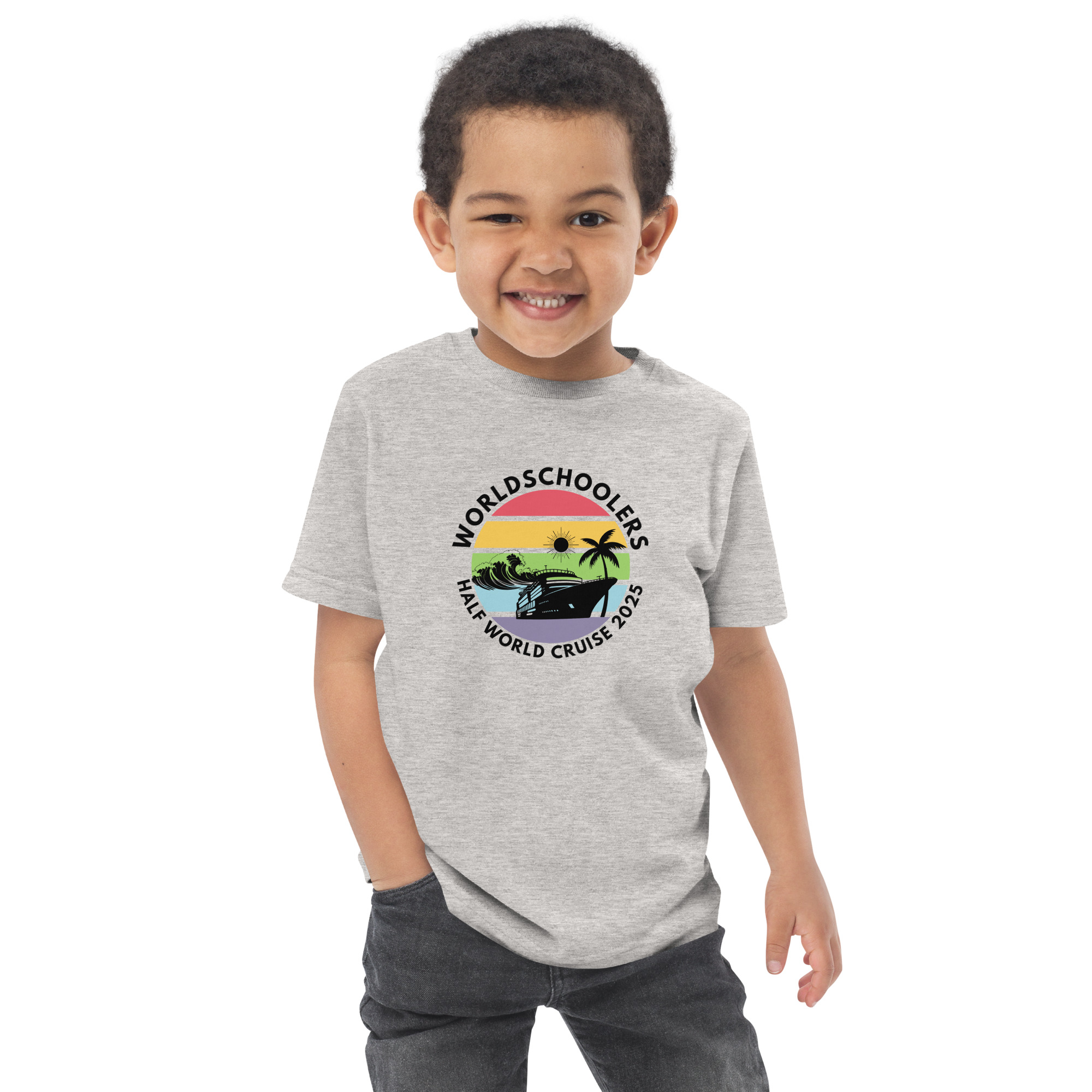 Toddler Jersey T-Shirt | Black Font | Half World Cruise 2025