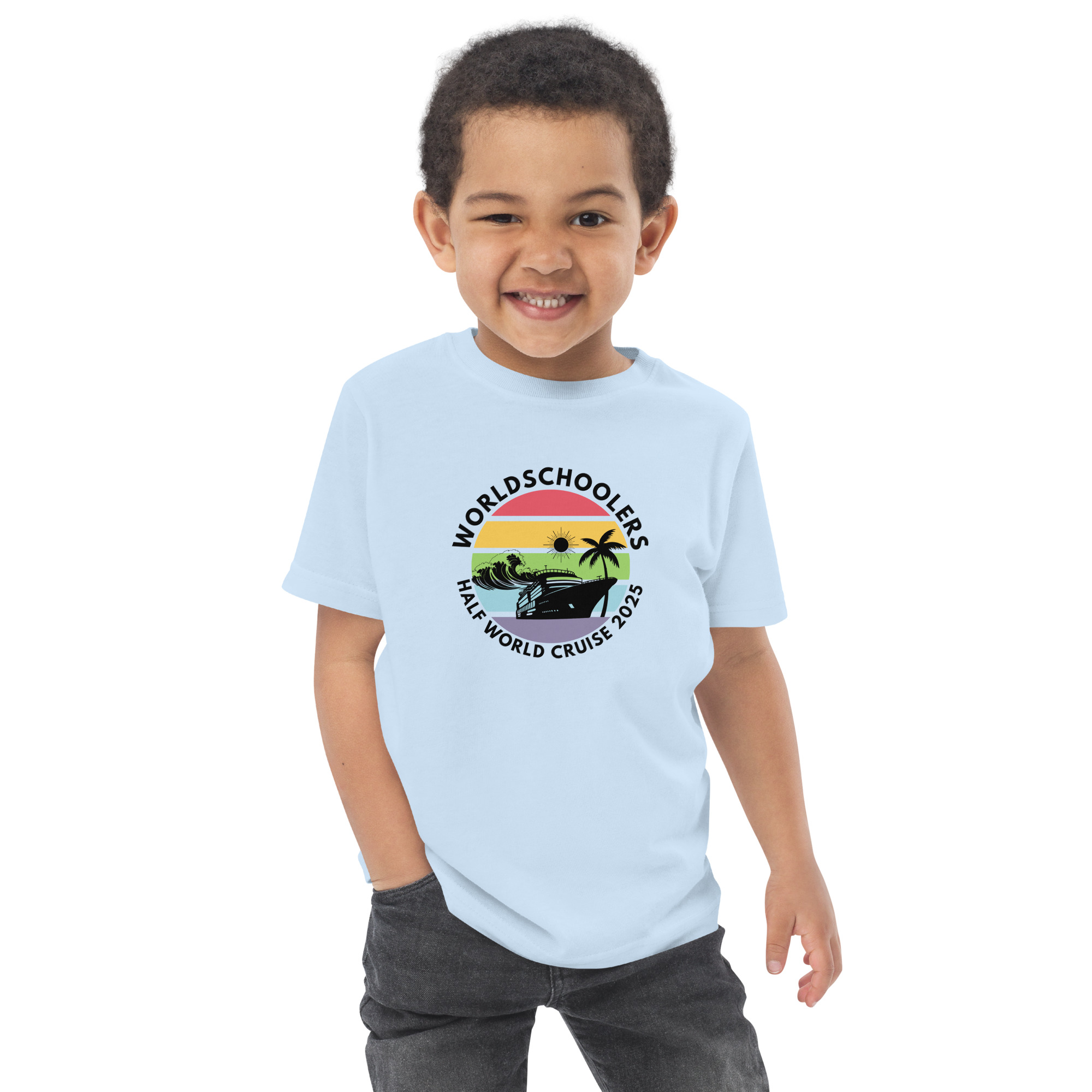 Toddler Jersey T-Shirt | Black Font | Half World Cruise 2025