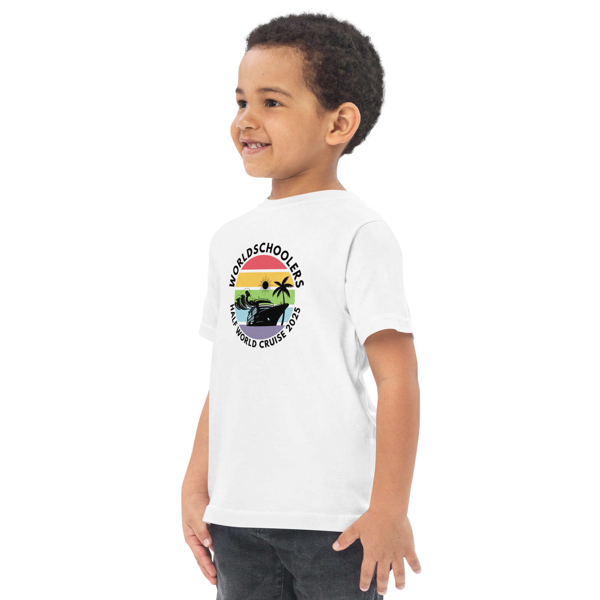 Toddler Jersey T-Shirt | Black Font | Half World Cruise 2025