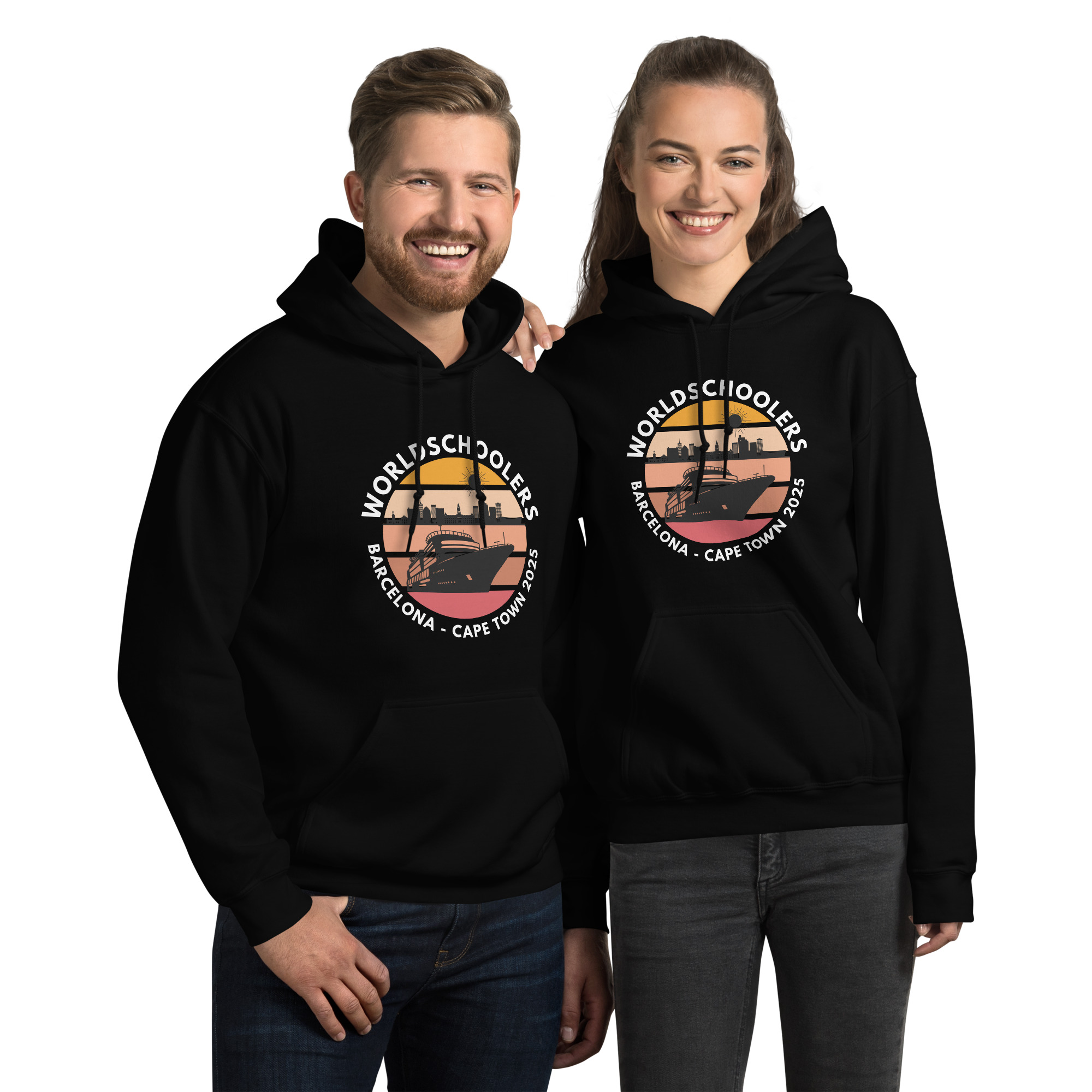 Unisex Hoodie | White Font | Barcelona - Cape Town 2025