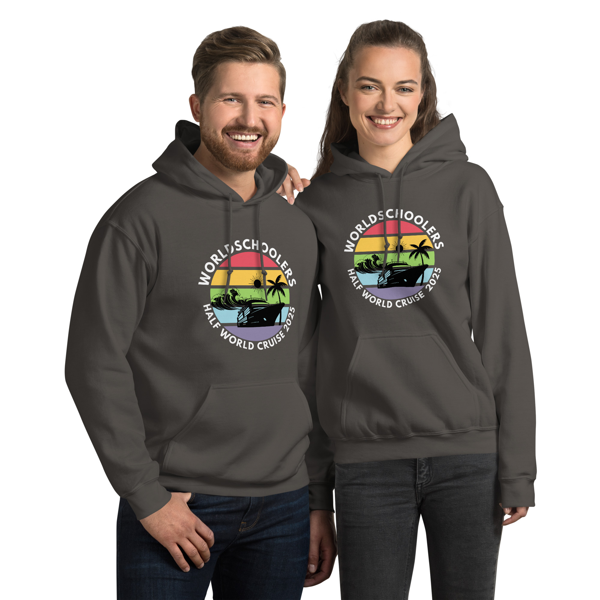 Unisex Hoodie | White Font | Half World Cruise 2025