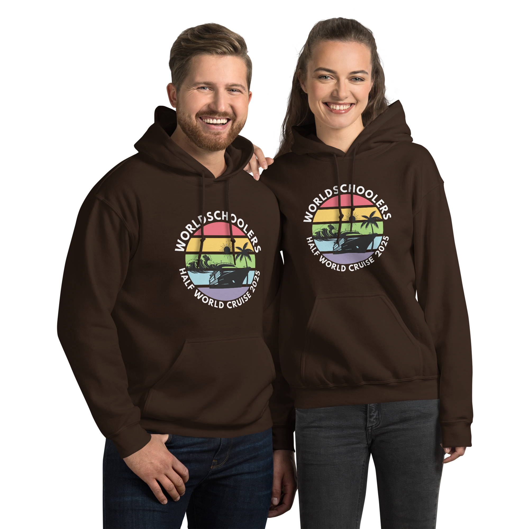 Unisex Hoodie | White Font | Half World Cruise 2025