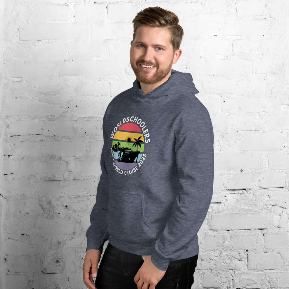 Unisex Hoodie | White Font | Half World Cruise 2025