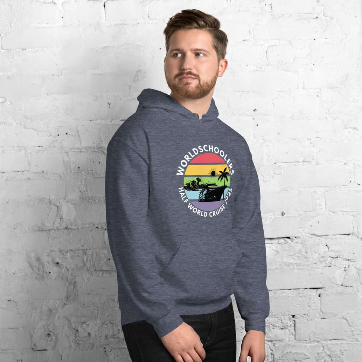 Unisex Hoodie | White Font | Half World Cruise 2025