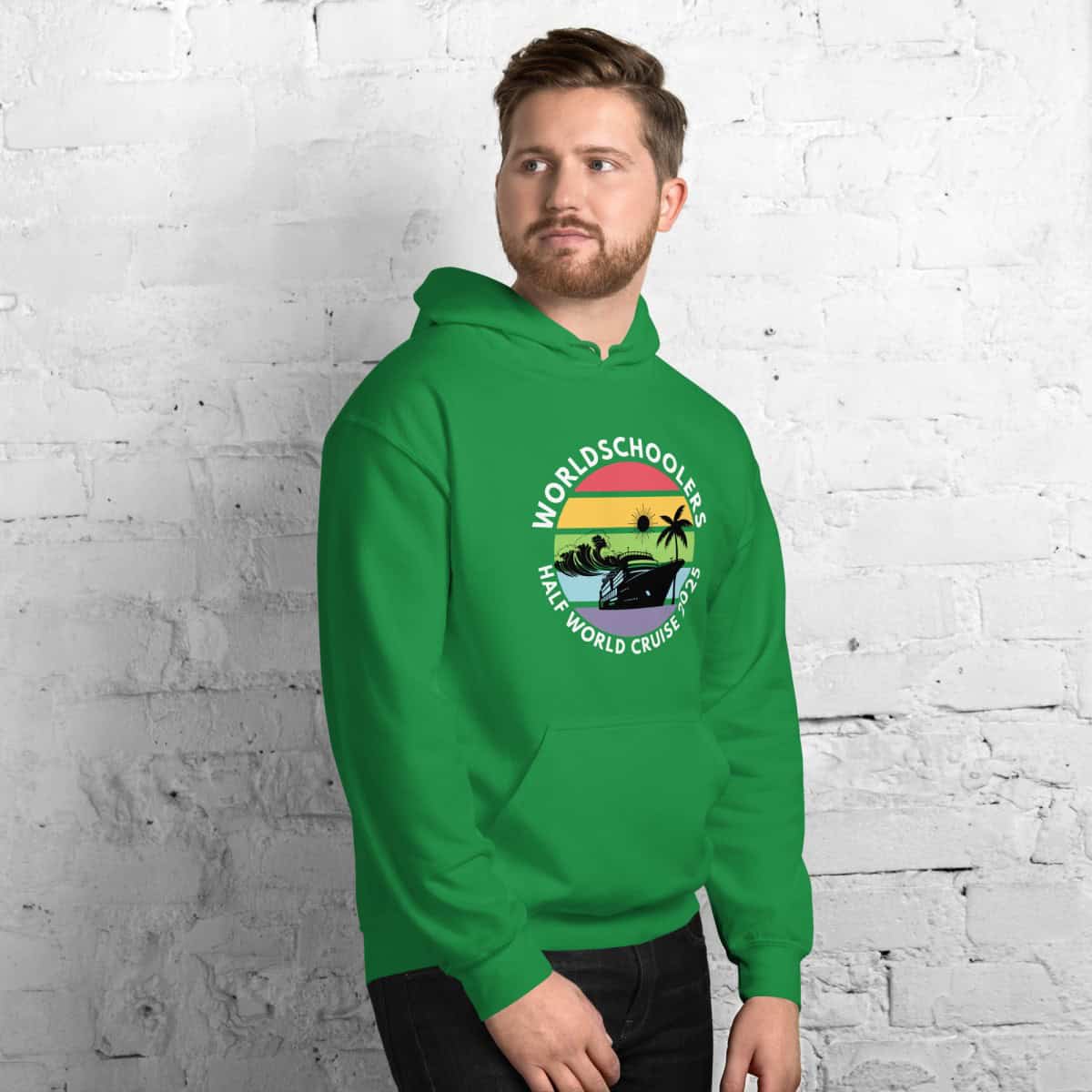 Unisex Hoodie | White Font | Half World Cruise 2025