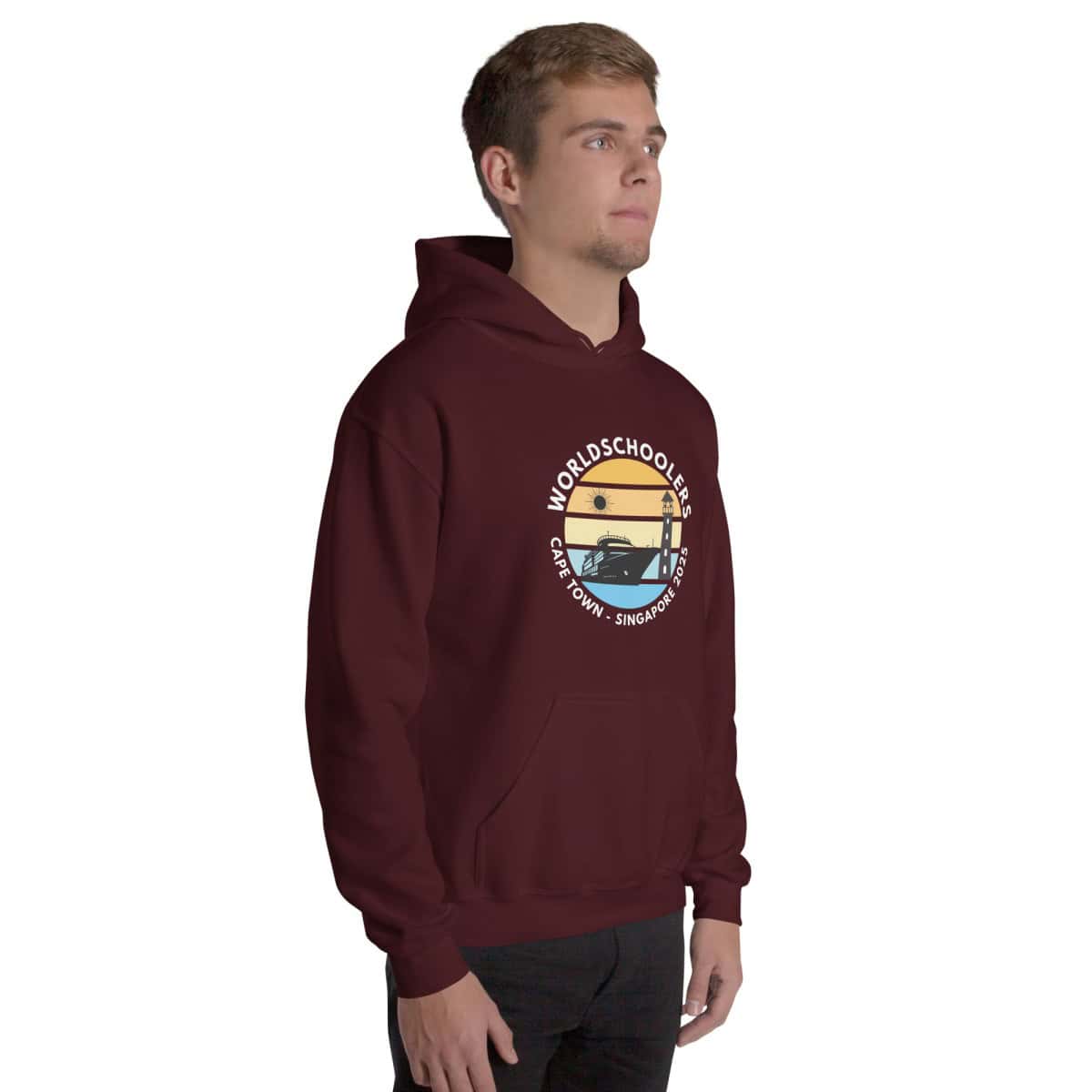 Unisex Hoodie | White Font | Cape Town - Singapore 2025