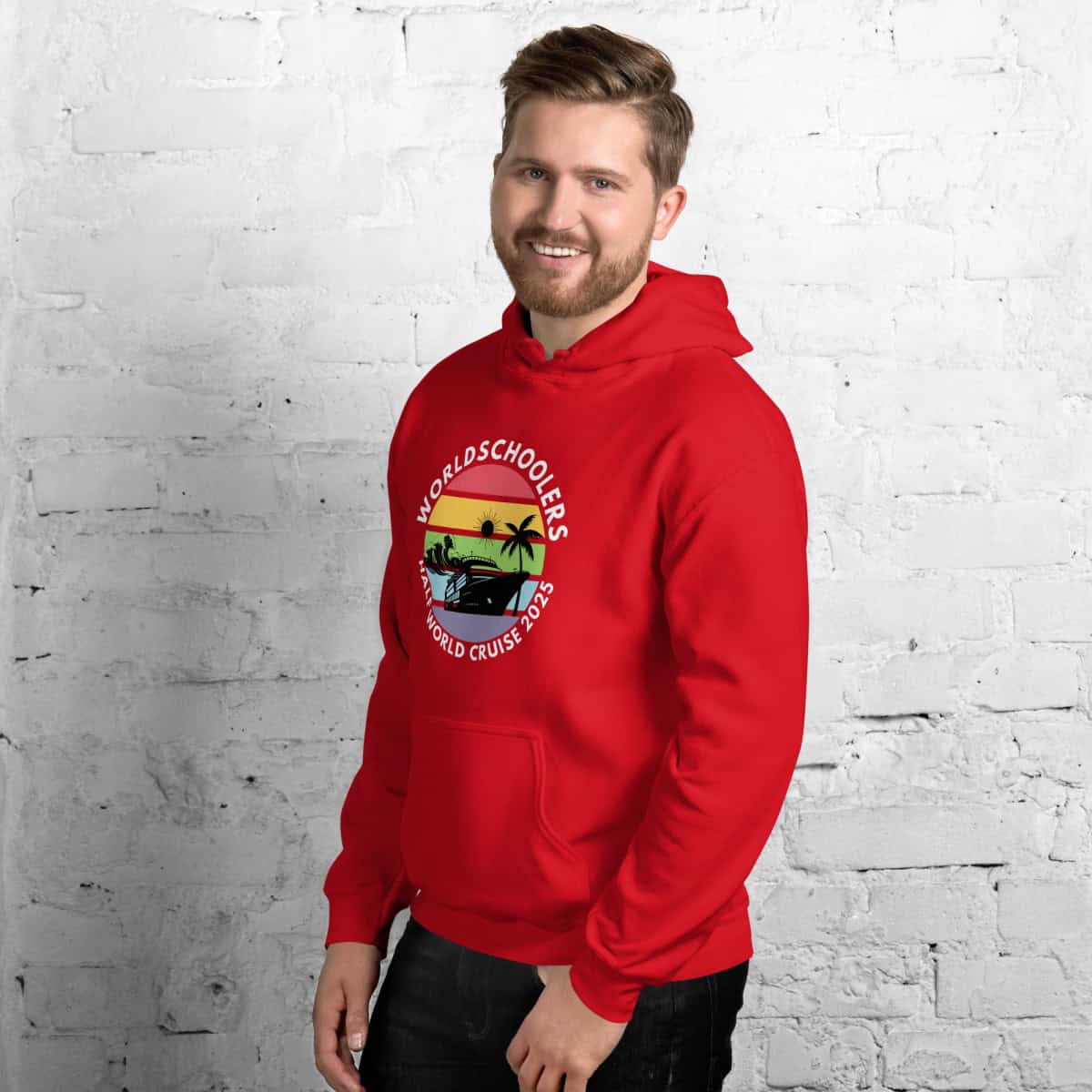 Unisex Hoodie | White Font | Half World Cruise 2025