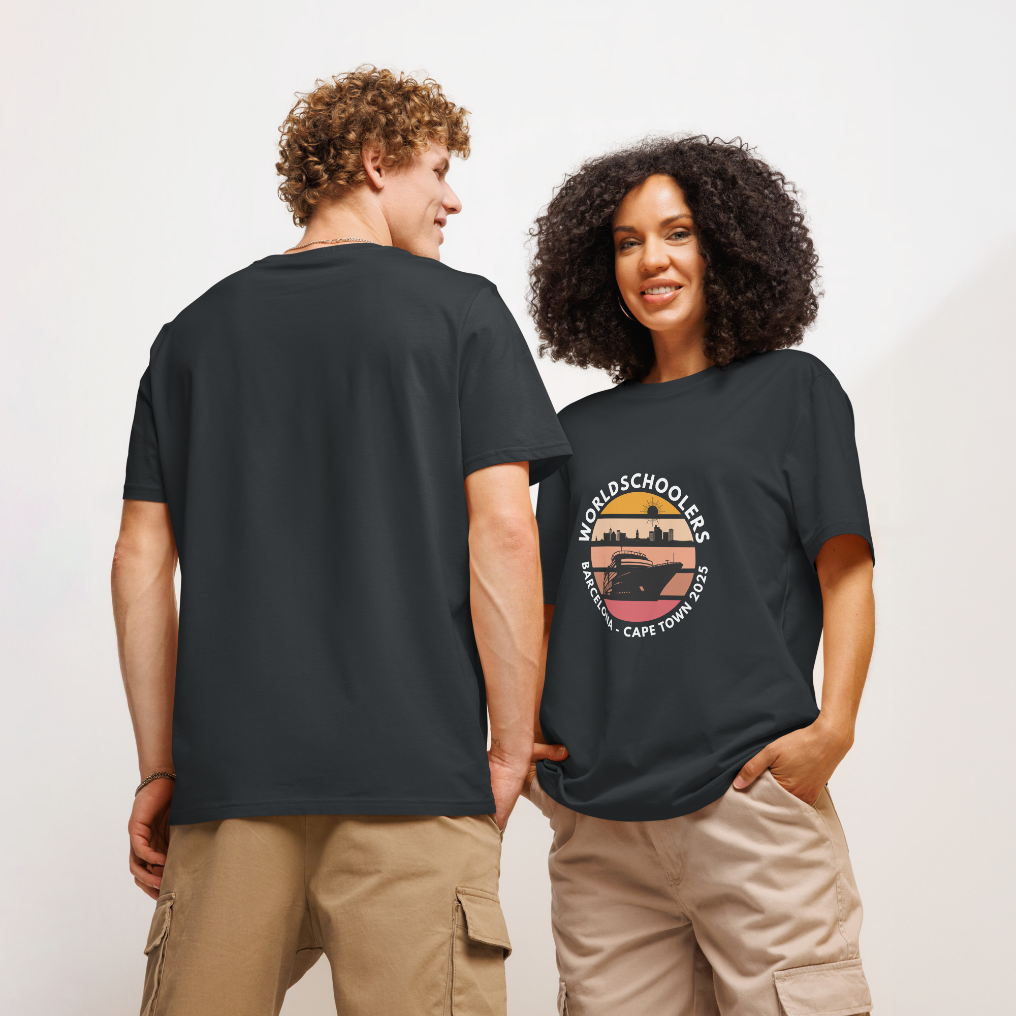 Unisex Organic T-Shirt | White Font | Barcelona - Cape Town 2025