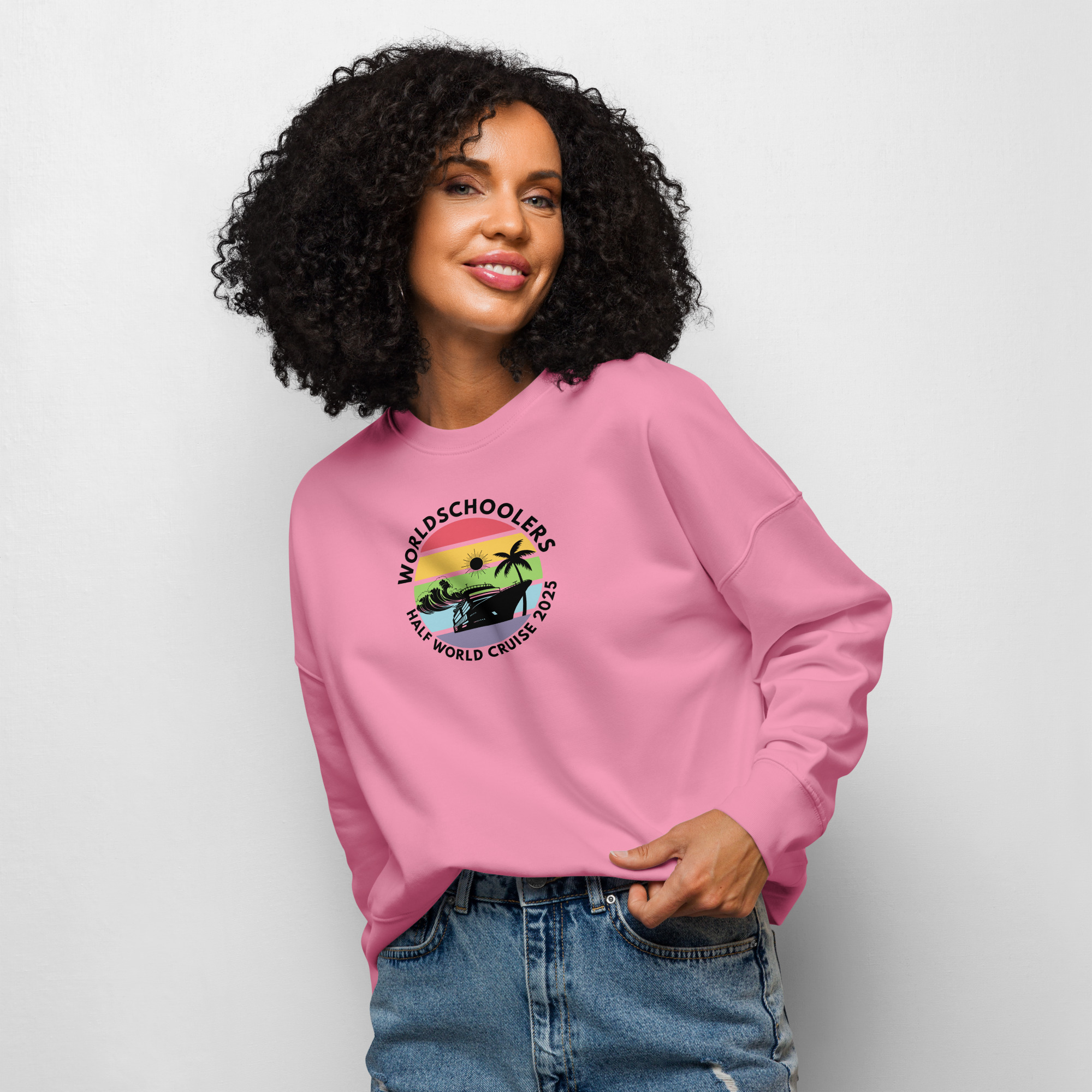 Women’s Organic Sweatshirt | Black Font | Half World Cruise 2025