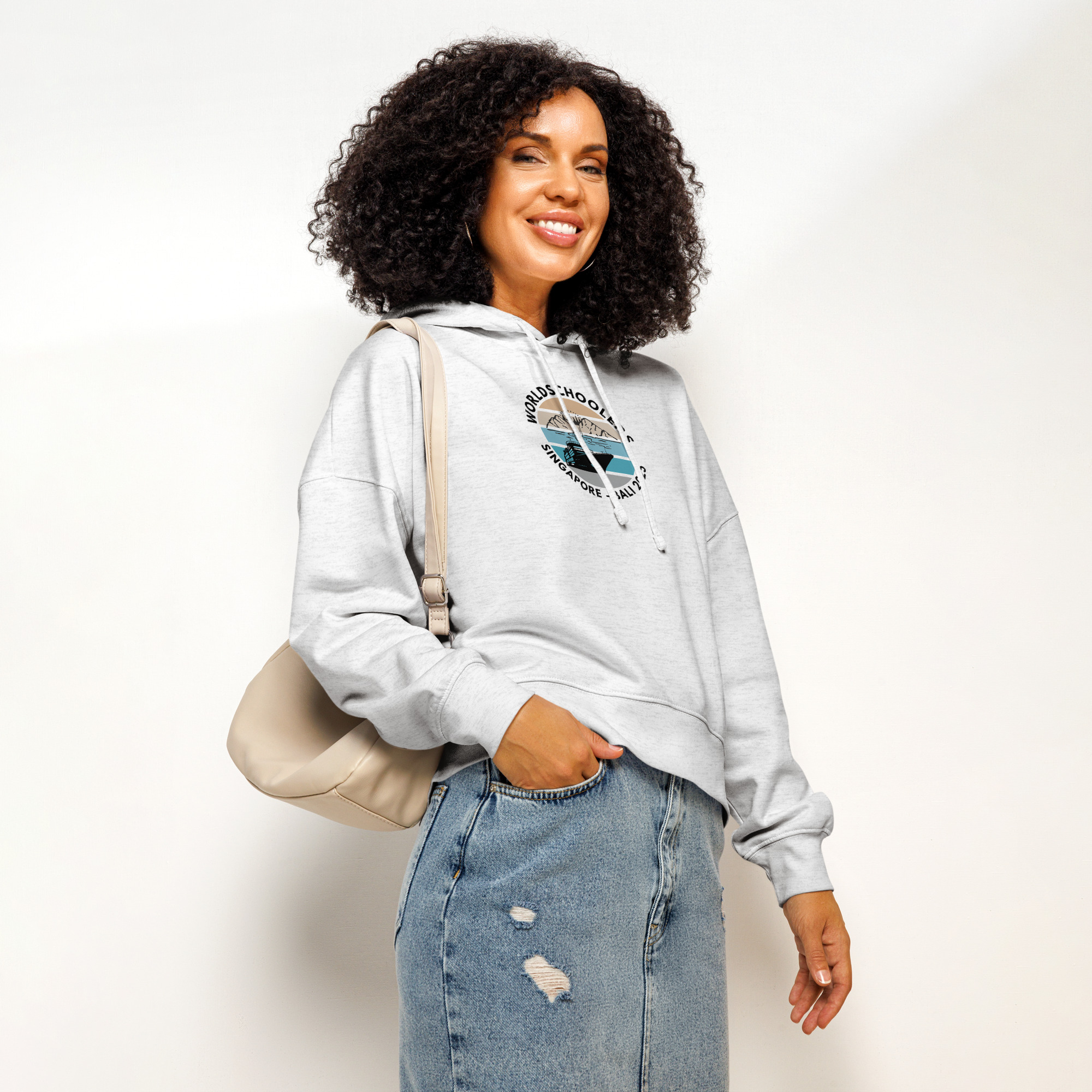 Women’s Organic Hoodie | Black Font | Singapore - Bali 2025