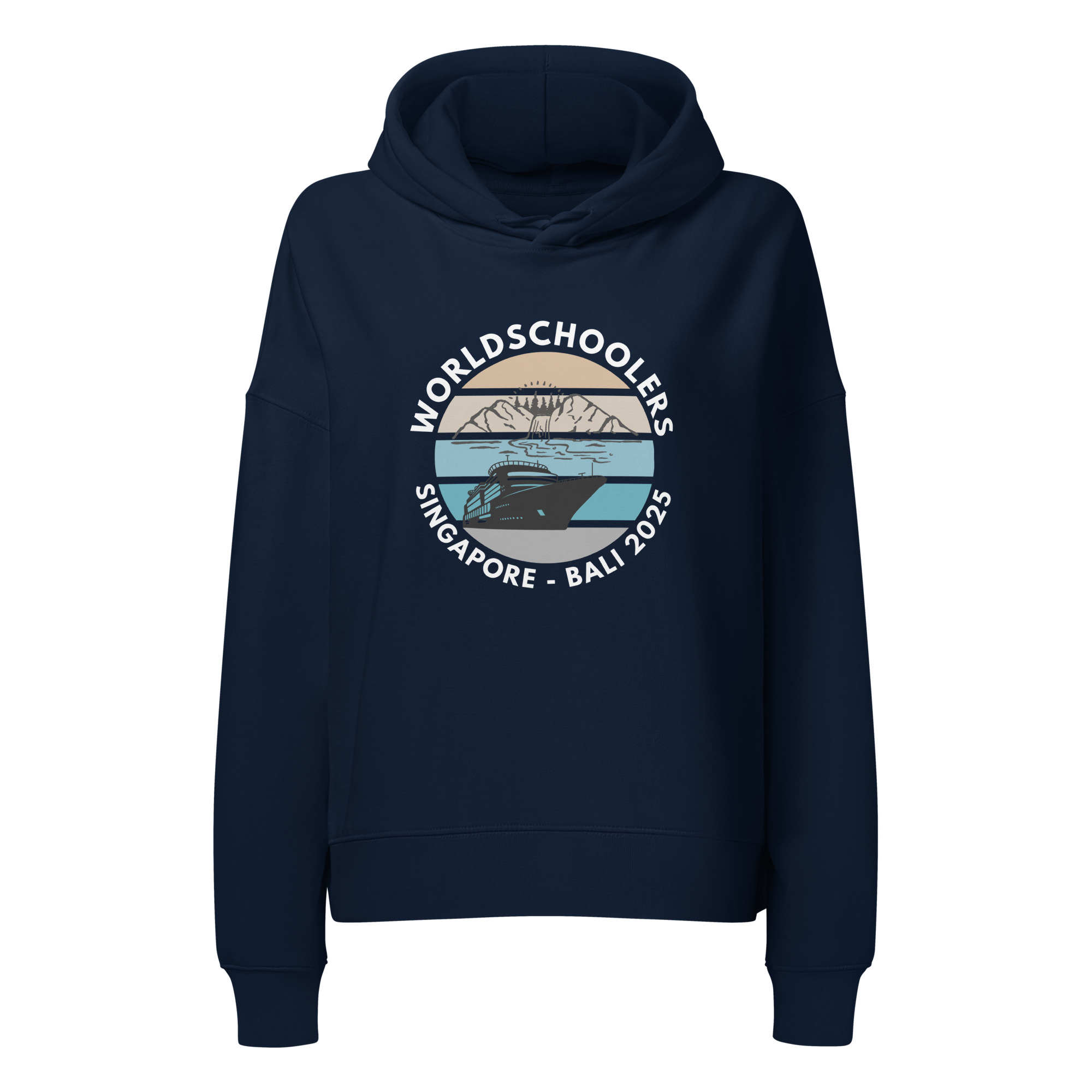 Women’s Organic Hoodie | White Font | Singapore - Bali 2025