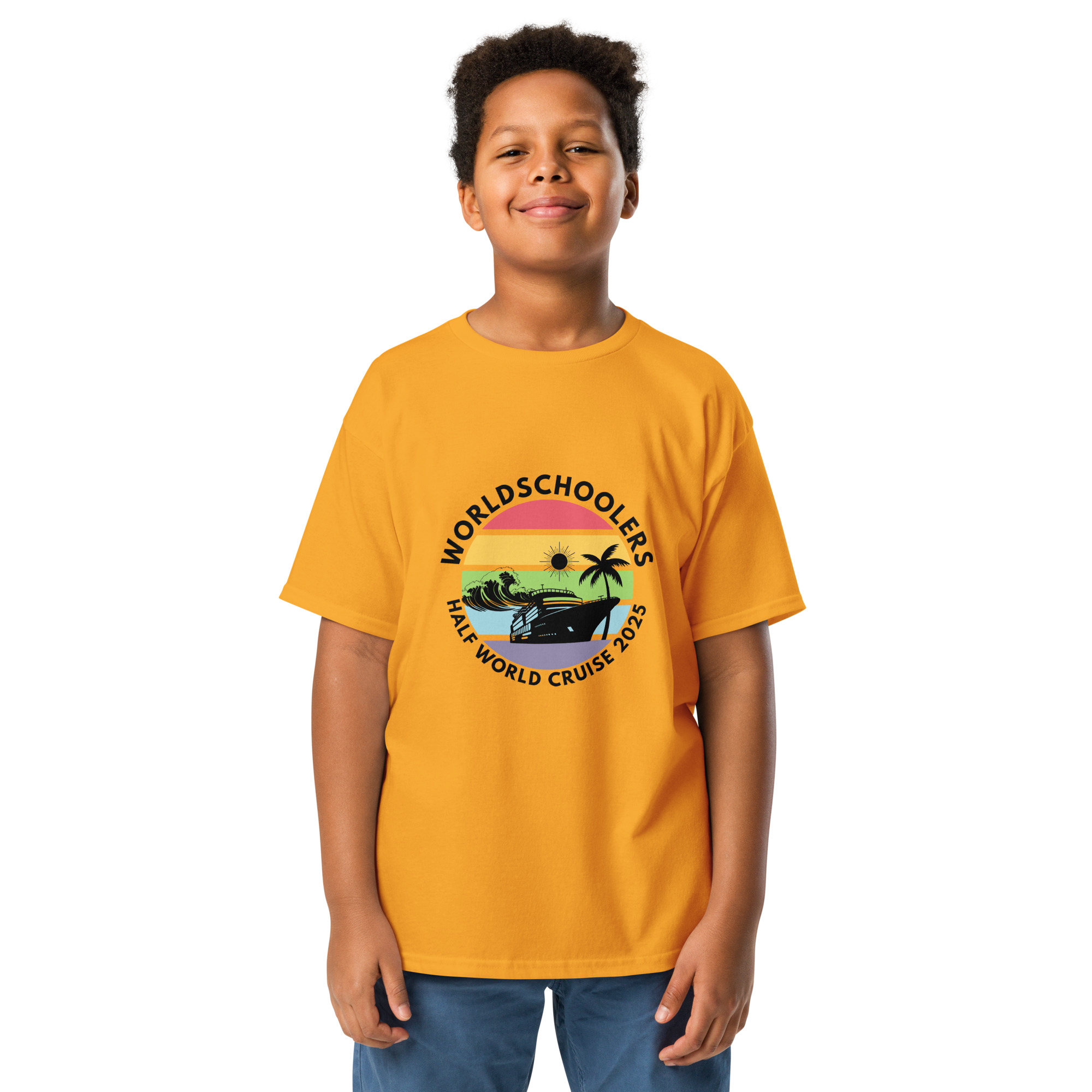 Youth Classic Tee | Black Font | Half World Cruise 2025