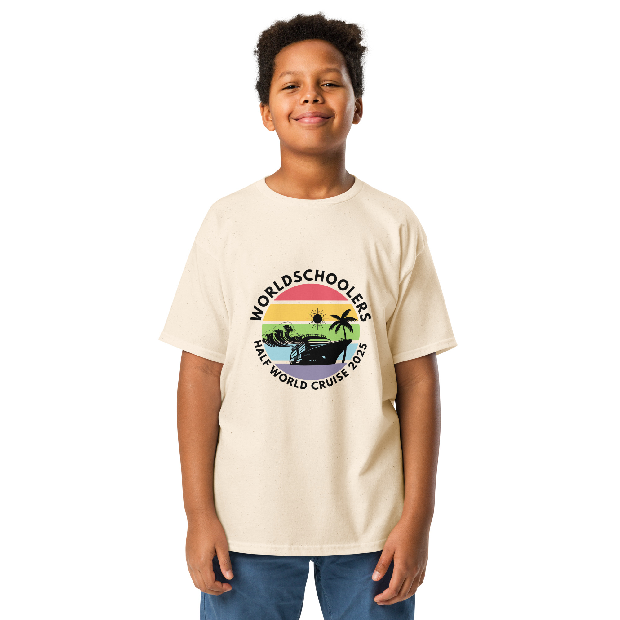 Youth Classic Tee | Black Font | Half World Cruise 2025