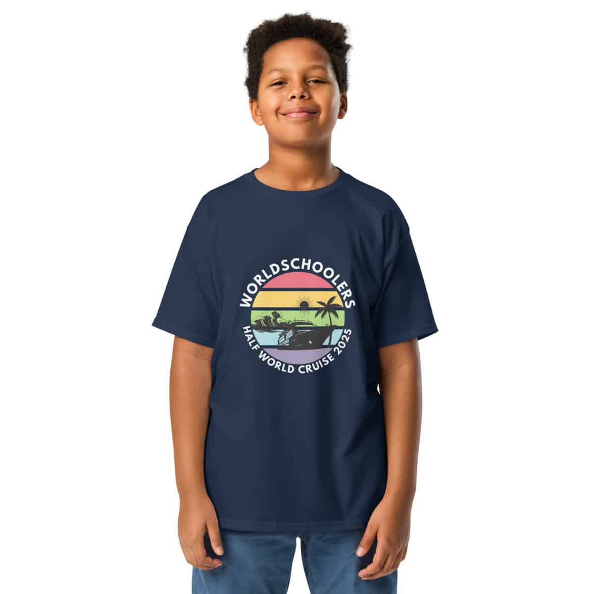 Youth Classic Tee | White Font | Half World Cruise 2025