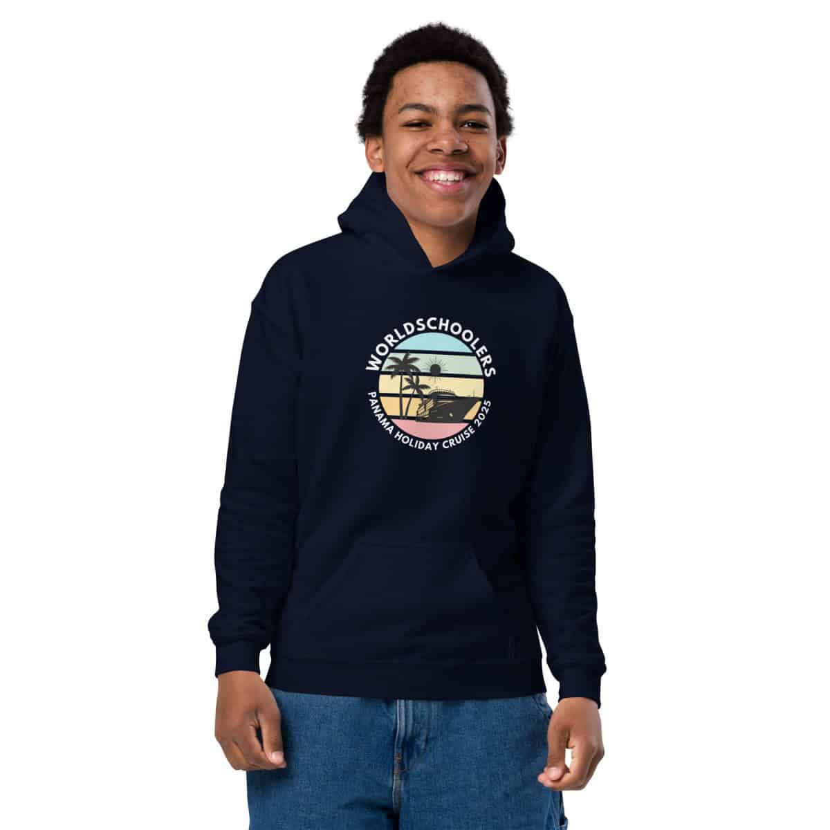 Youth Heavy Blend Hoodie | White Font | Panama Holiday Cruise 2025
