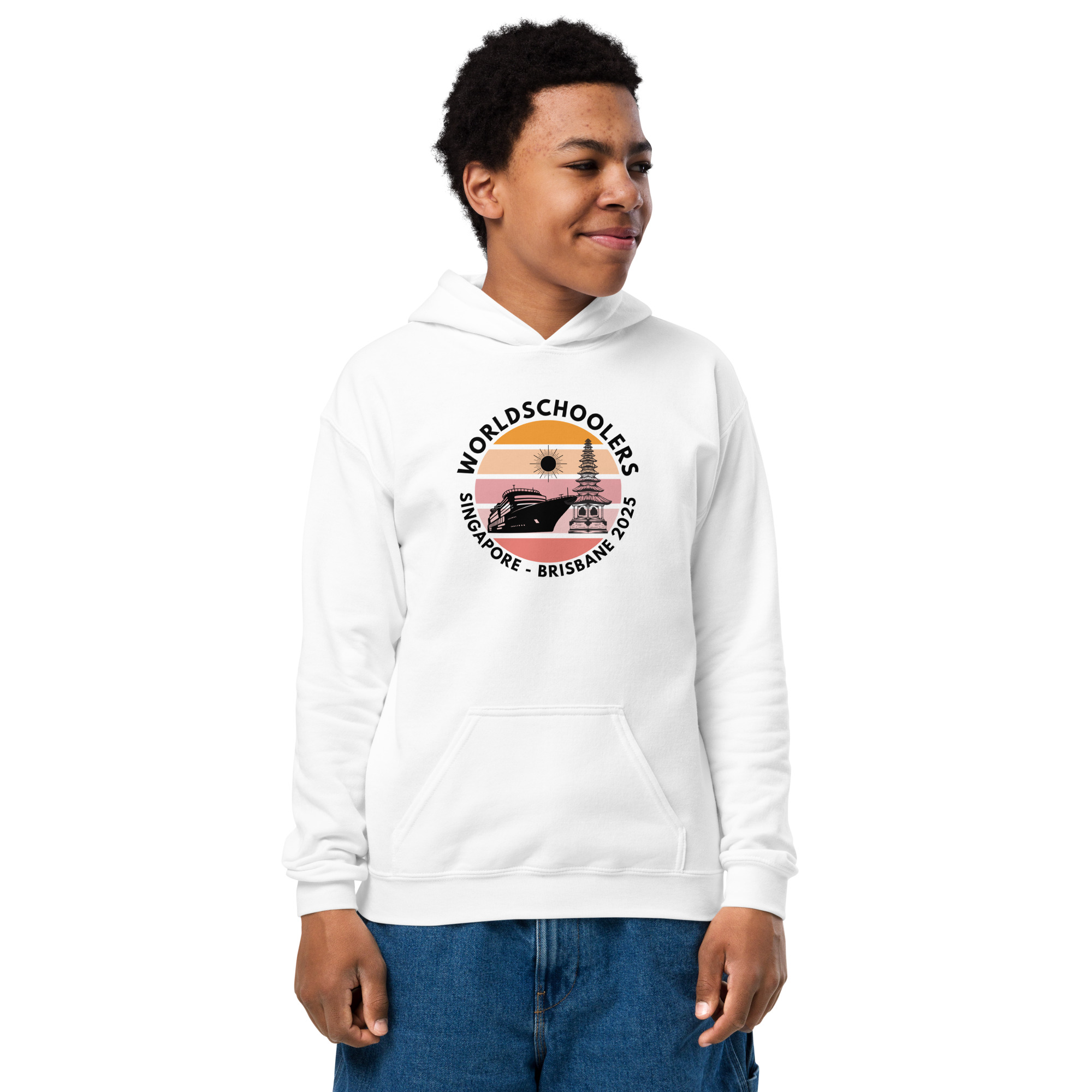 Youth Heavy Blend Hoodie | Black Font | Singapore - Brisbane 2025
