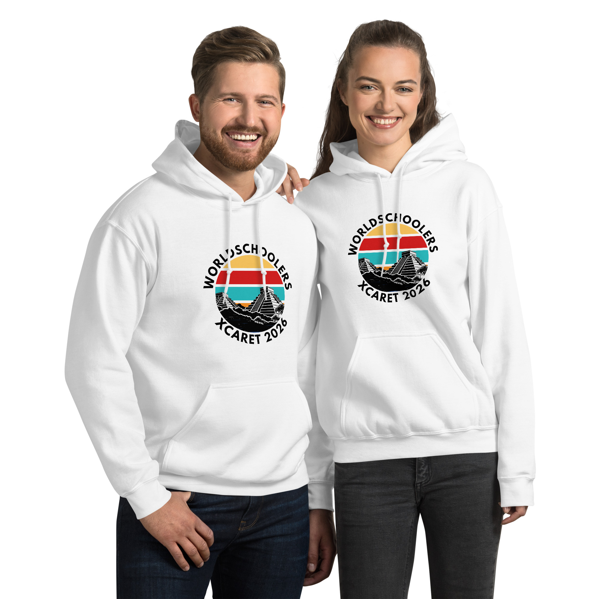 Unisex hoodie featuring Melody Lane Xcaret 2026 design, perfect for fans of travel and music-themed apparel. Comfortable, stylish, and ideal for casual wear.