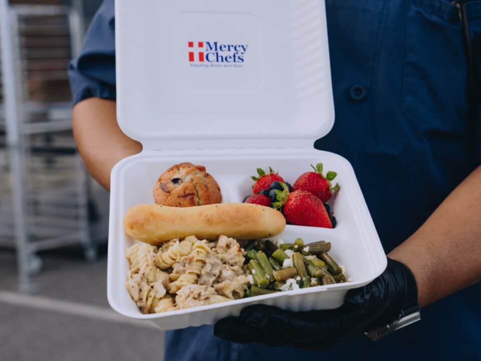 A hot meal served by Mercy Chefs to support those affected by Hurricane Helene.