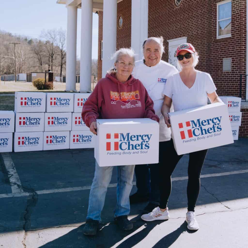 Chef Gary LeBlanc distributes Family Grocery Boxes to hurricane victims in North Carolina