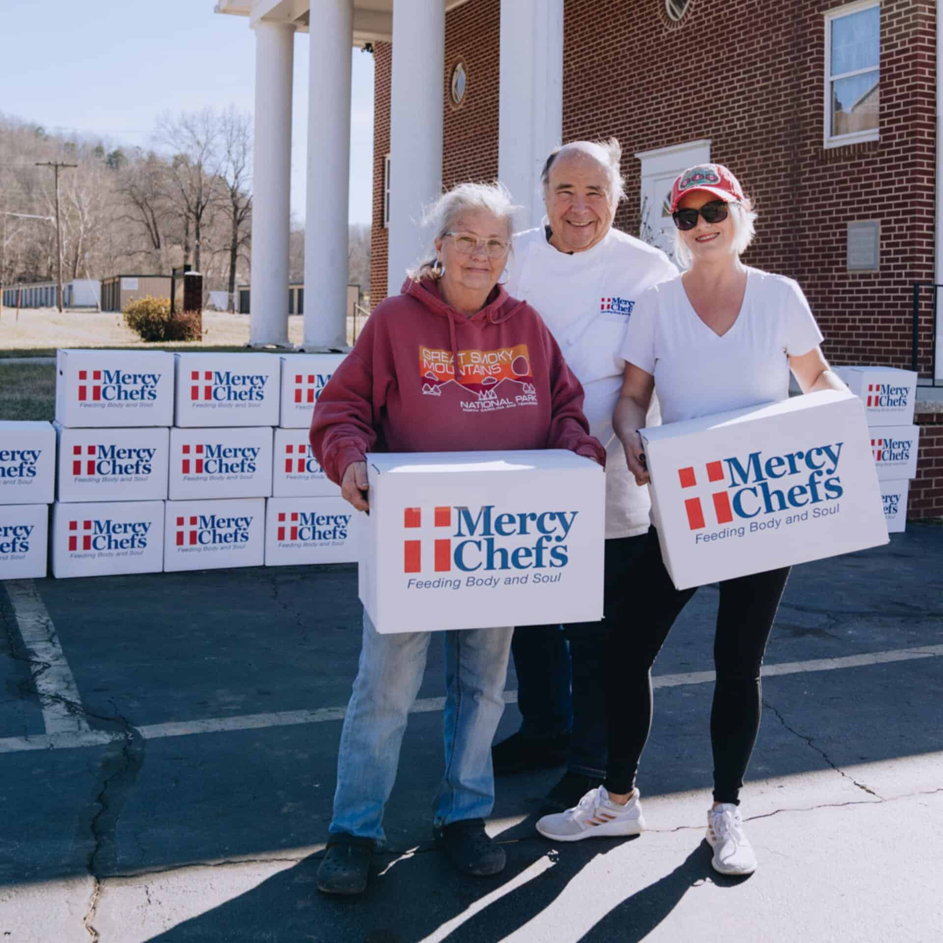 Chef Gary LeBlanc distributes Family Grocery Boxes to hurricane victims in North Carolina
